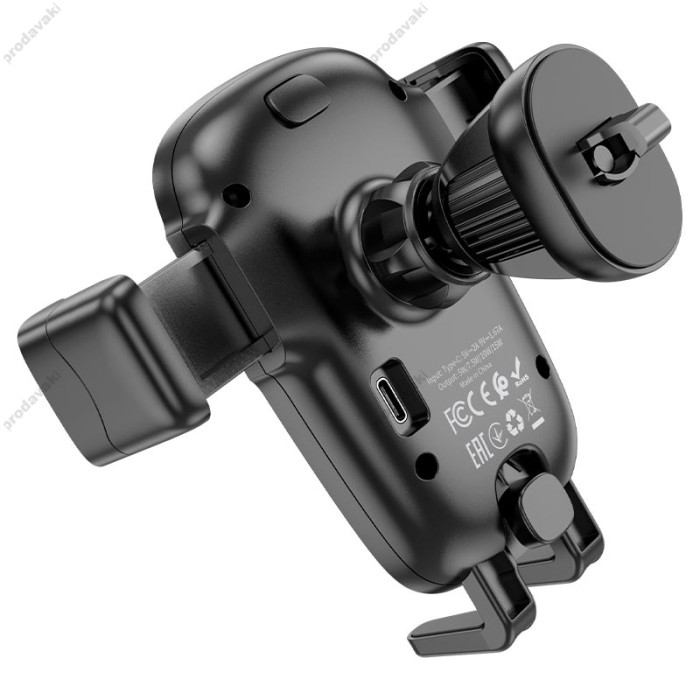 Автомобільний тримач із бездротовою зарядкою Hoco HW1 Pro wireless fast charge (air outlet) Black